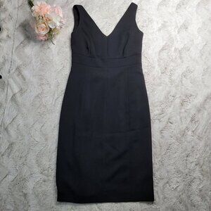 Vtg Yansi Fugel Classic Black Sheath Dress Sleeveless Size 2